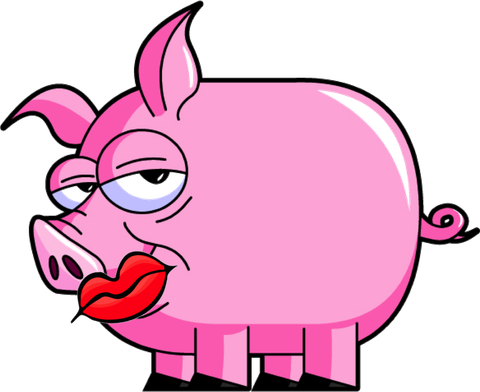 A pig wearing lipstick